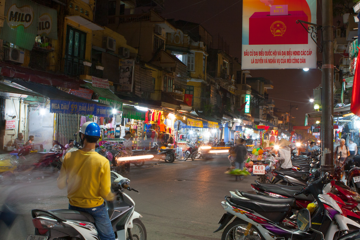 Night street in Hanoi (Vietnam)